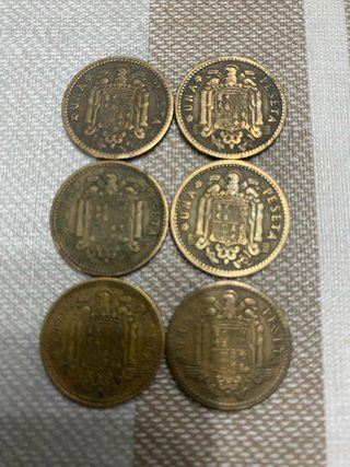 6 Monedas 1 Peseta Franco
