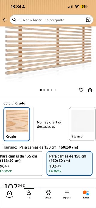 Cabecero de madera natural