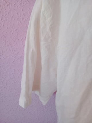 Camisa Pull&Bear blanca manga corta Talla M. Lino