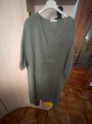 Vestido largo Lino Verde Talla Única