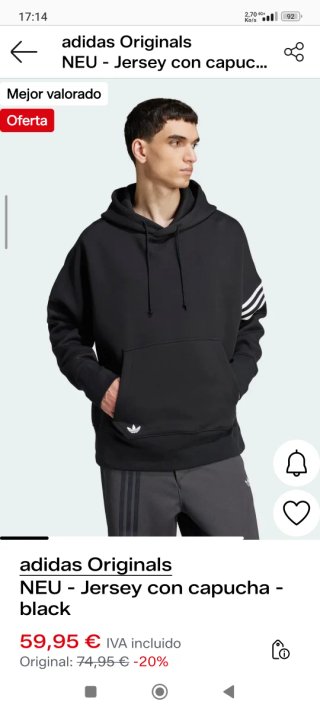 Sudadera Adidas Originals oversize negra