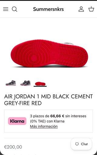 Jordan 1 Mid Black Cement Grey-Fire Red Talla 46