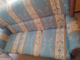 Sofá vintage tela y madera