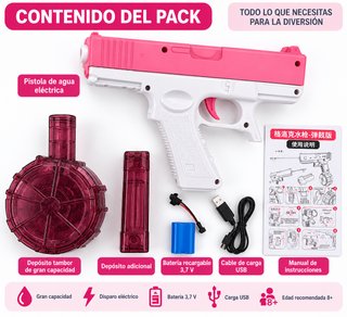 Pistola agua eléctrica recargable + tambor