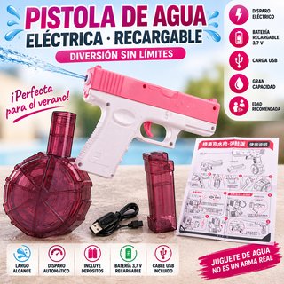Pistola agua eléctrica recargable + tambor
