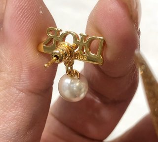 Pendientes Dior Dorados Perla Cristales Elegantes