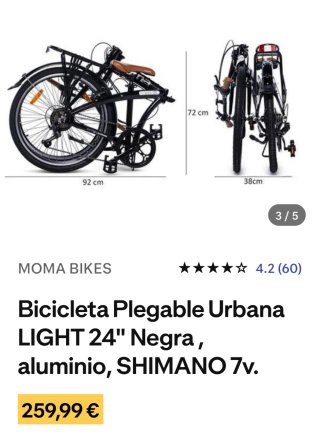 Bici plegable Moma aluminio Shimano