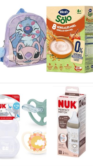 Pack Bebé: Mochila, Cereales y Biberón NUK chupete