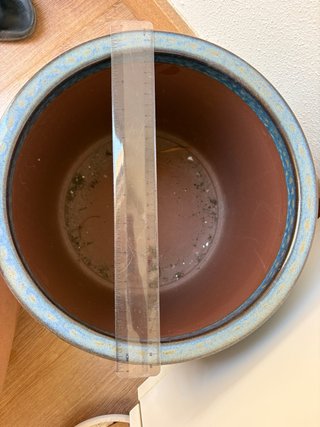 Maceta cerámica azul y marrón