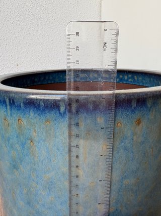 Maceta cerámica azul y marrón