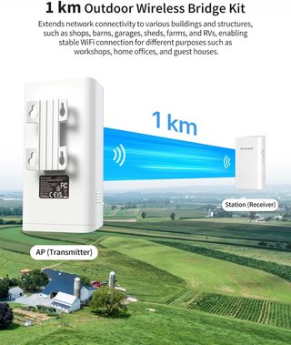 Puente WiFi BrosTrend Exterior 1km 5GHz 867Mbps