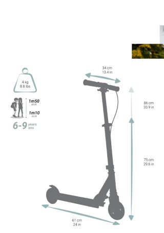 Patinete scooter Oxelo morado 6-9 años con freno