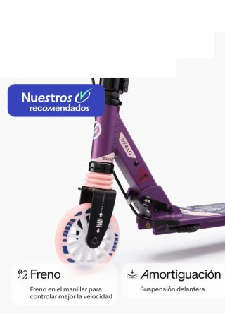 Patinete scooter Oxelo morado 6-9 años con freno