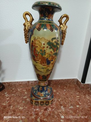 Jarrón Decorativo Cerámica Multicolor Dorado