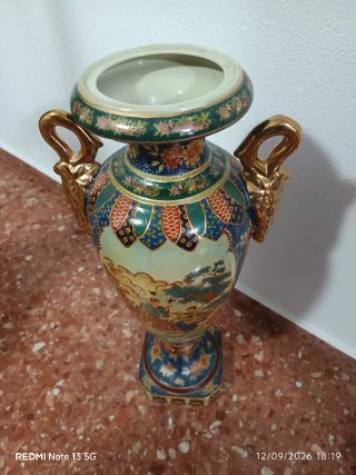 Jarrón Decorativo Cerámica Multicolor Dorado