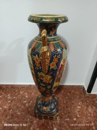 Jarrón Decorativo Cerámica Multicolor Dorado