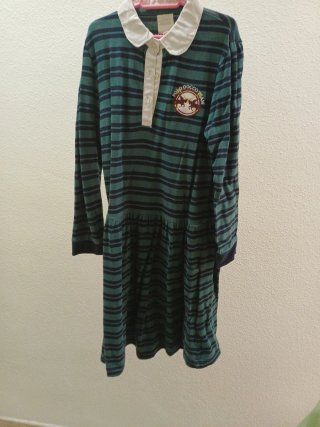 Vestido GOCCO rayas verde y azul 10 años