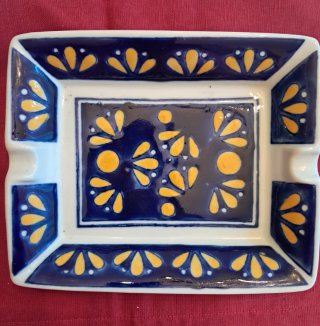 Cenicero Vintage de Cerámica con Motivos Florales