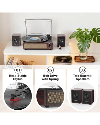 ★ Tocadiscos + 2x Altavoces pasivos, 3 velocidades