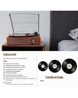 ★ Tocadiscos + 2x Altavoces pasivos, 3 velocidades