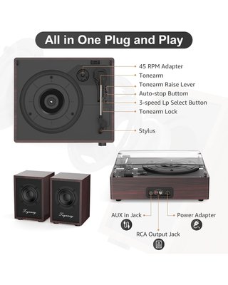 ★ Tocadiscos + 2x Altavoces pasivos, 3 velocidades