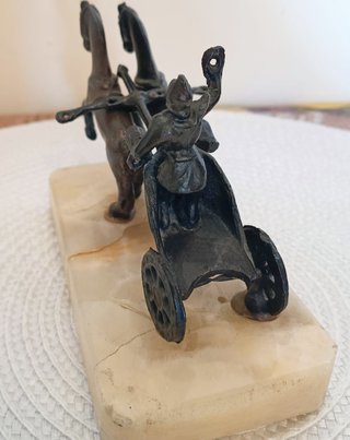 Carro Romano con Soldato in Bronzo antico