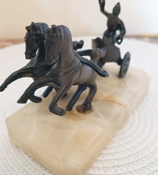 Carro Romano con Soldato in Bronzo antico