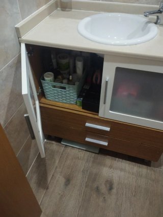 Mueble de baño 80cm madera y cristal