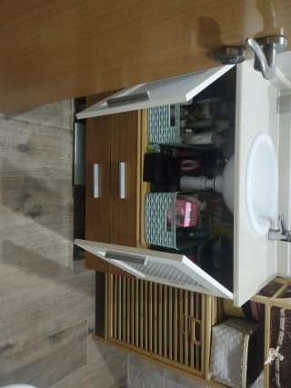 Mueble de baño 80cm madera y cristal