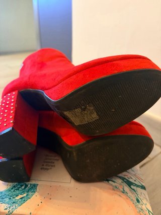 Botines rojos de ante para mujer
