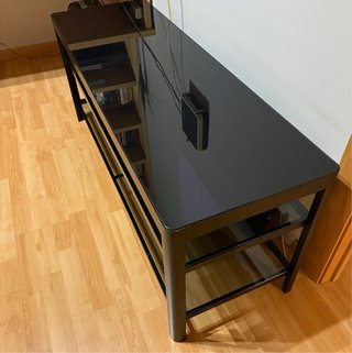 Mueble TV cristal negro y metal