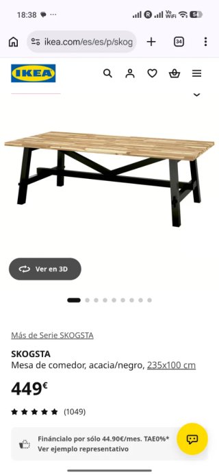 Mesa Comedor Madera y Metal Ikea