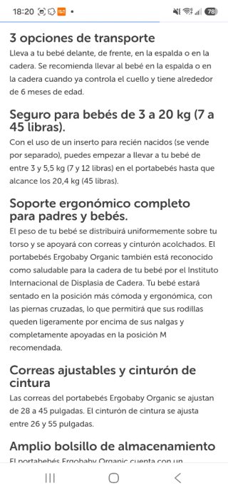 Mochila Ergobaby Porteo Bebé