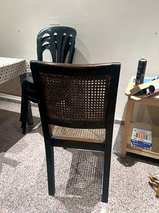 Pareja Sillas Antiguas Rejilla Madera