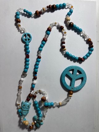 Collana donna con ciondoli pace e gufo