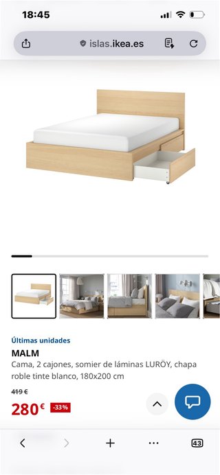 Cama 180x200 con almacenaje y colchon incluido