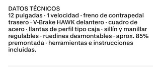 Bici 12 pulgadas 3-5 años