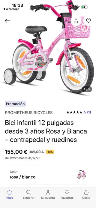 Bici 12 pulgadas 3-5 años