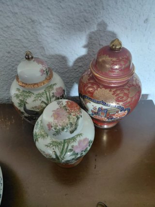 Juego de 3 jarrones chinos de porcelana