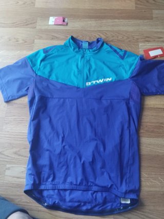 Maillot Ciclismo Btwin Azul/Verde