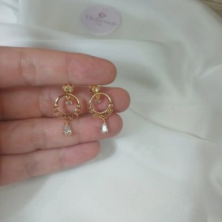 Pendientes Zíngara Chapado Oro y Cristal