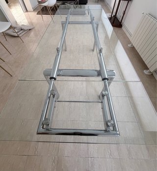 Mesa de comedor extensible, cristal templado