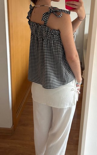 Top vichy / gingham H&M Divided Talla S con lazo