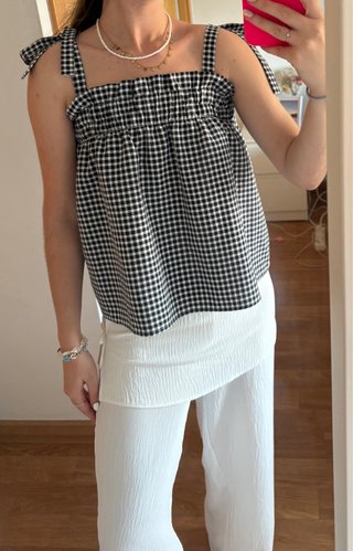 Top vichy / gingham H&M Divided Talla S con lazo