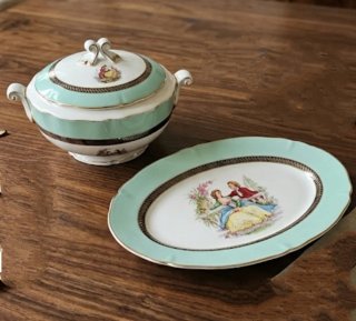 Juego Sopera y Fuente Porcelana