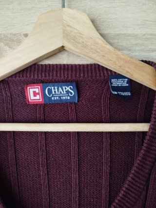 Jersey Chaps V-Neck Rayas Vino XXL