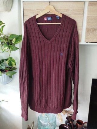 Jersey Chaps V-Neck Rayas Vino XXL
