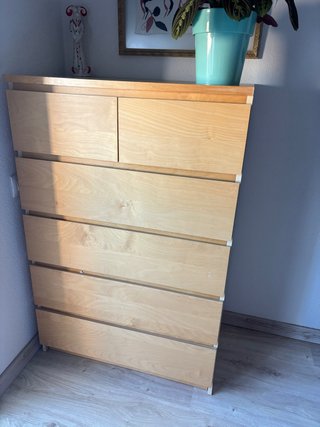 Cómoda 6 cajones madera clara