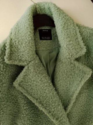 Bershka Chaquetón Rizado Verde Talla M