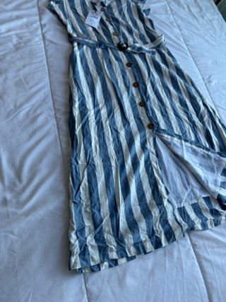 Vestido largo rayas azul y blanco